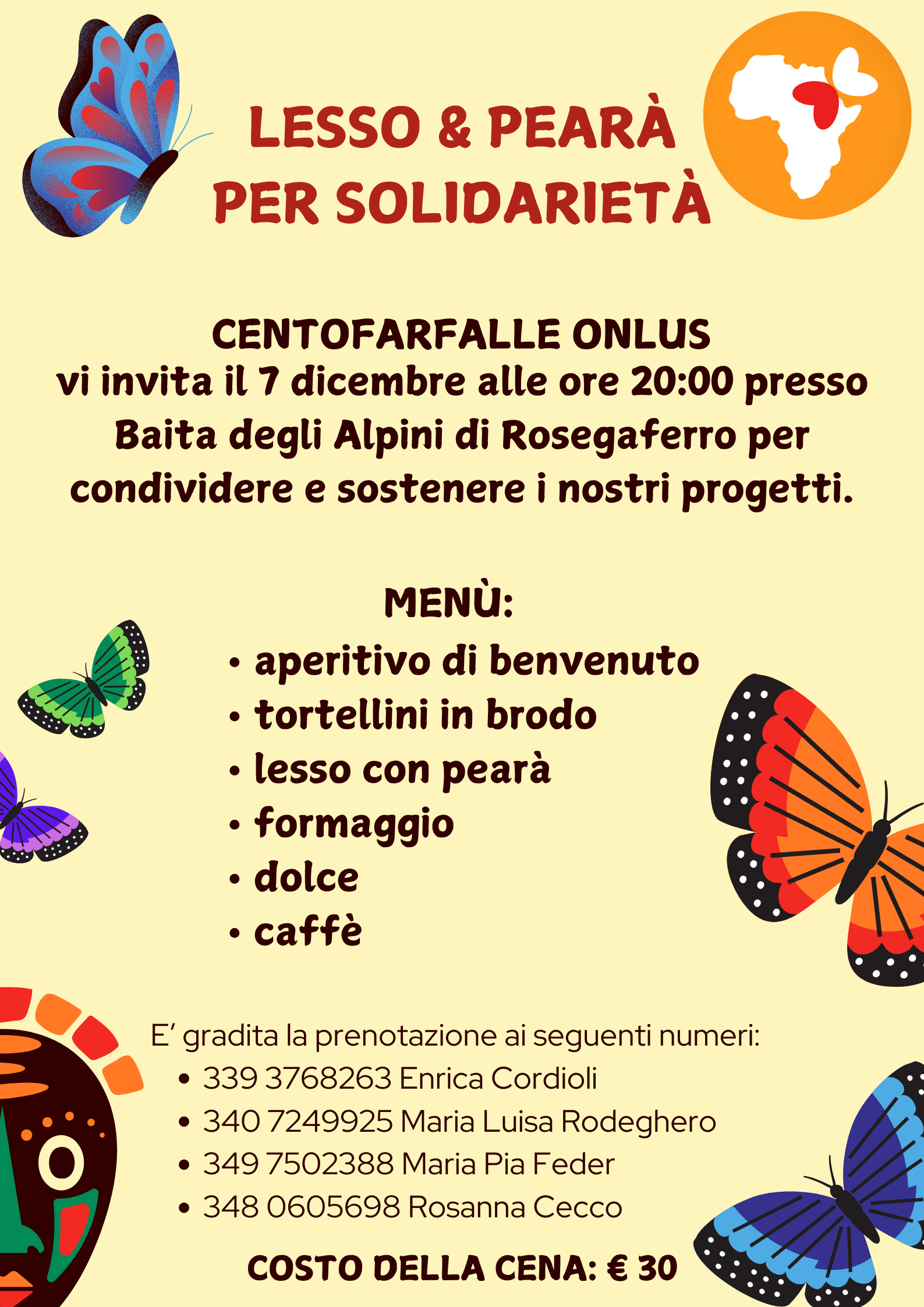 Partecipa alla prossima cena della solidarietà!